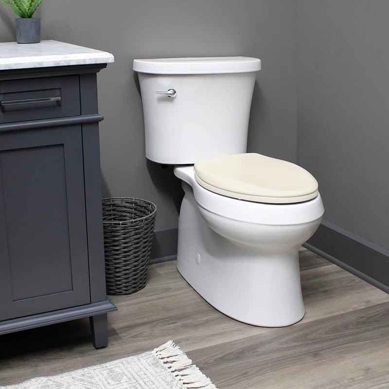 Bemis Ashland Modern Wood Toilet Seat with Decorative Edge, Slow Close, Secure Hinges, Made in USA, Round, Biscuit - Image 3